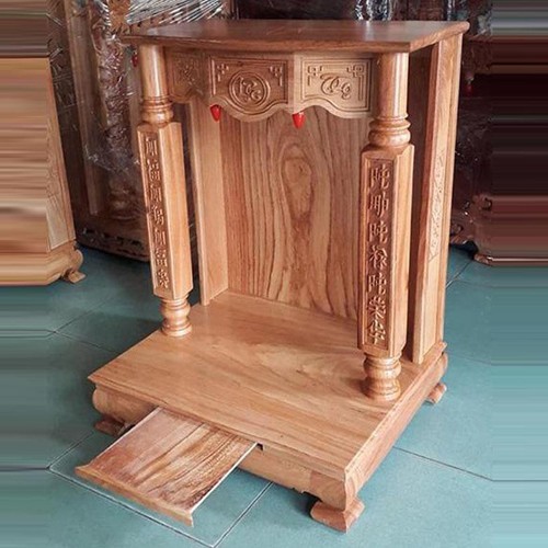 Bàn thờ Thần Tài Ông Địa gỗ gõ đỏ cột vuông